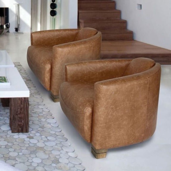POROK COWHIDE LEATHER ARMCHAIR | HAZELNUT - Green Design Gallery