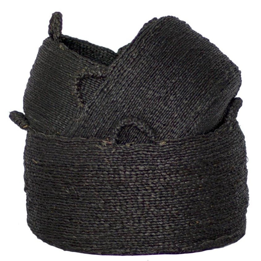 QUATRE MAINS BASKETS | 4 HANDLES | BLACK | SET OF 3 - Green Design Gallery