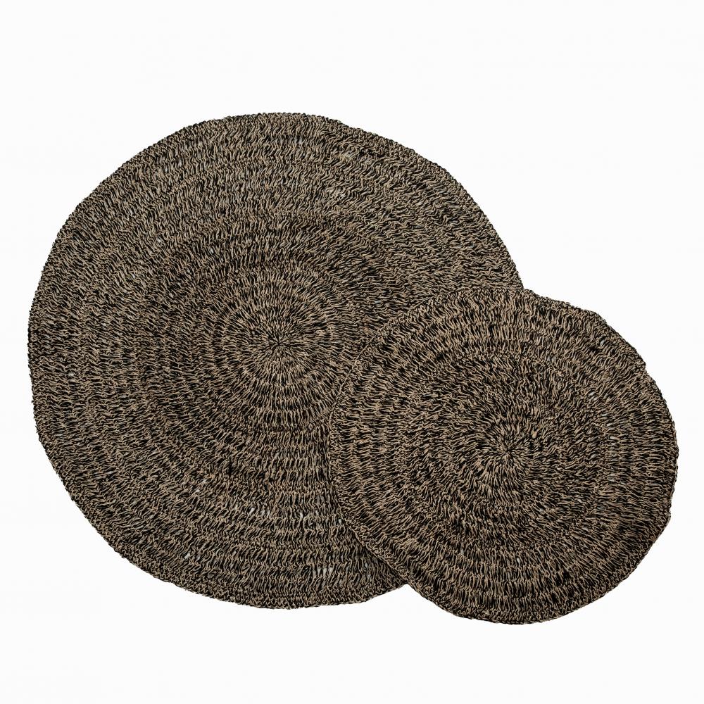 RAFFIA CARPET | NATURAL + BLACK | 100 cm - Green Design Gallery