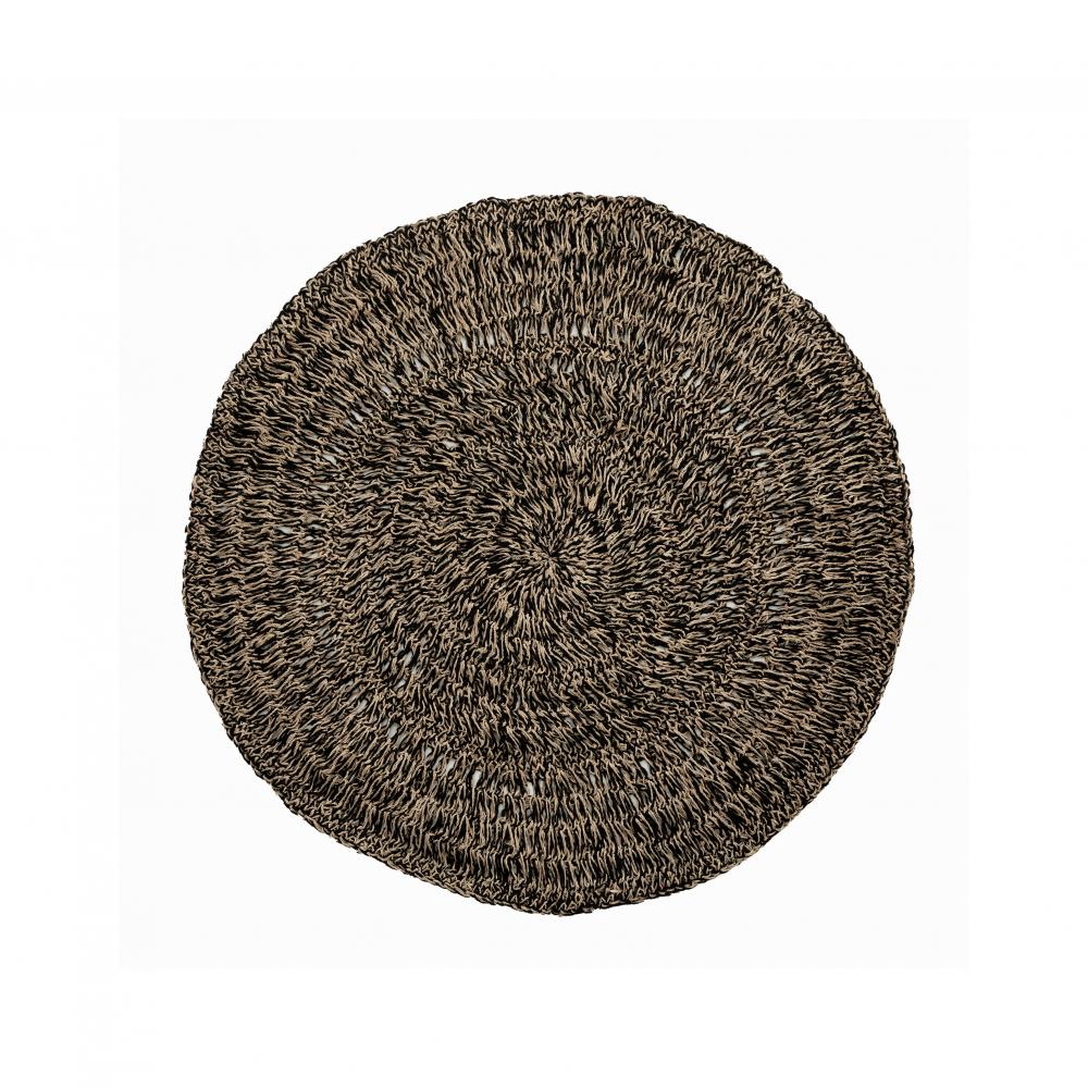 RAFFIA CARPET | NATURAL + BLACK | 100 cm - Green Design Gallery