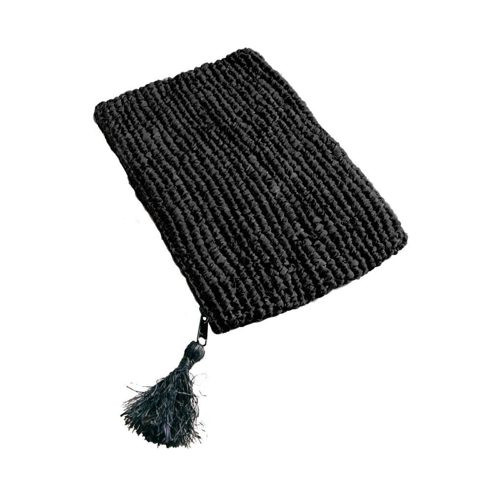 RAFFIA CLUTCH WITH ZIPPER | BLACK | FAIR TRADE - Green Design Gallery
