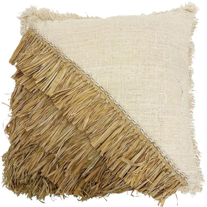 RAFFIA COTTON CUSHION COVER | NATURAL | 2 SIZES - Green Design Gallery