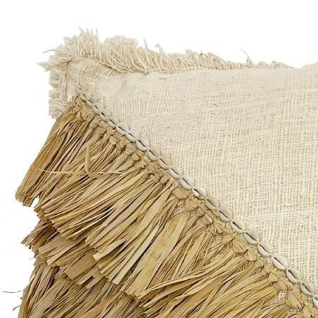 RAFFIA COTTON CUSHION COVER | NATURAL | 2 SIZES - Green Design Gallery