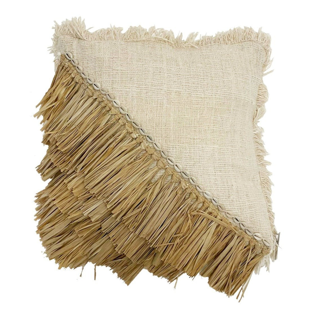 RAFFIA COTTON CUSHION COVER | NATURAL | 2 SIZES - Green Design Gallery