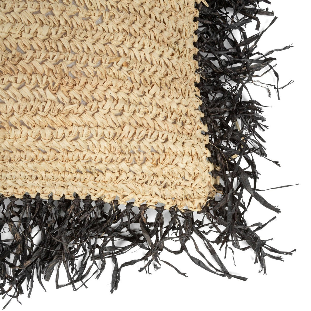 RAFFIA CUSHION COVER | SQUARE | NATURAL+BLACK | 60 x 60 CM - Green Design Gallery