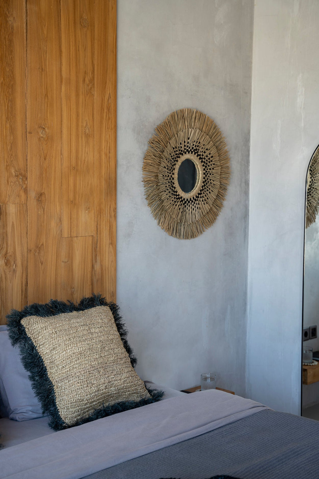 RAFFIA CUSHION COVER | SQUARE | NATURAL+BLACK | 60 x 60 CM - Green Design Gallery