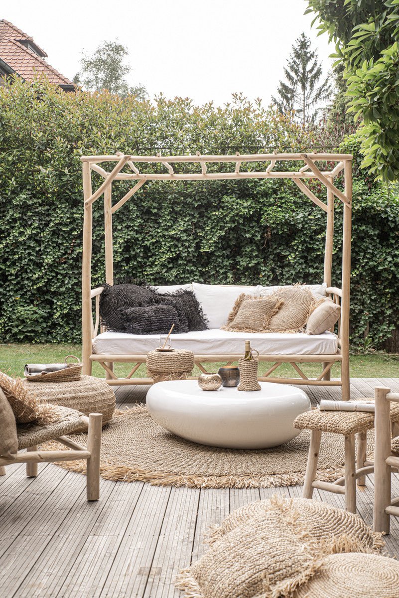 RAFFIA CUSHION ROUND / BLACK - Green Design Gallery