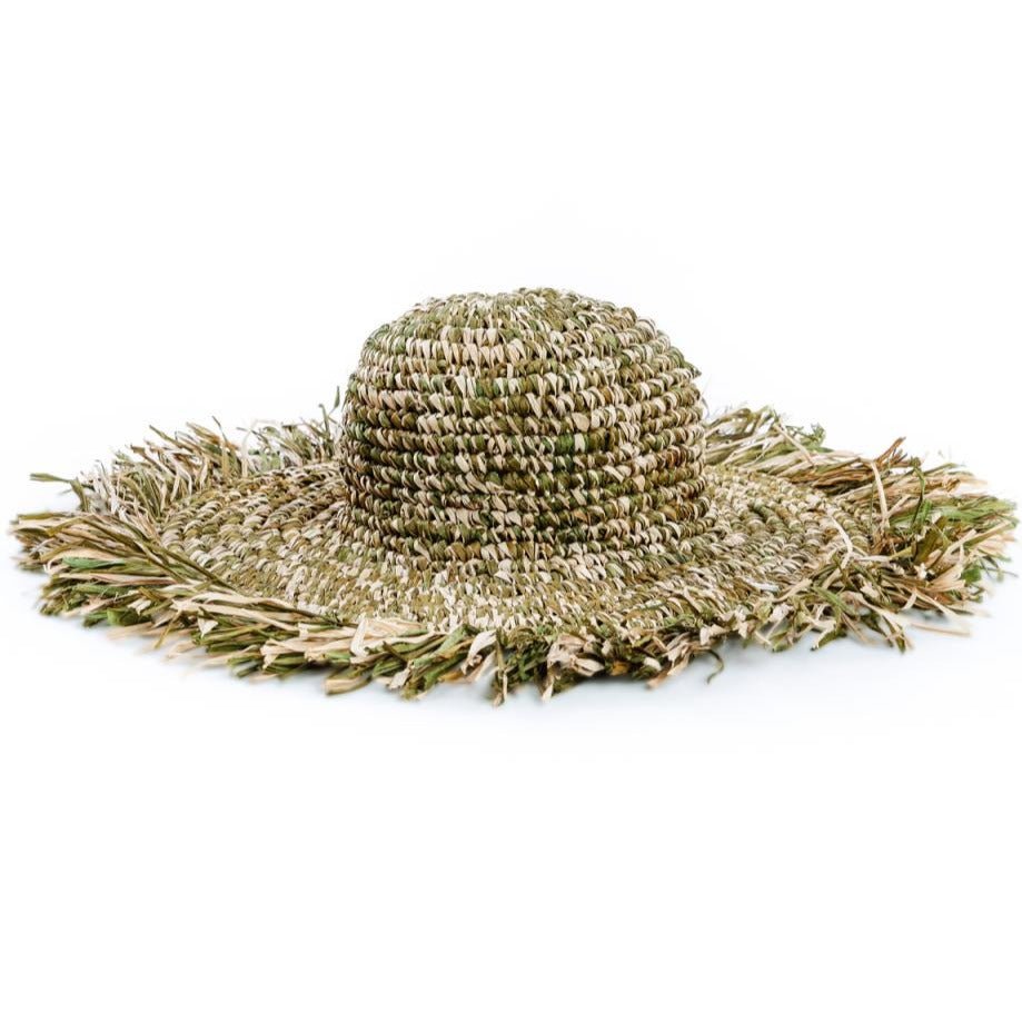 RAFFIA FIESTA HAT | GREEN + NATURAL - Green Design Gallery