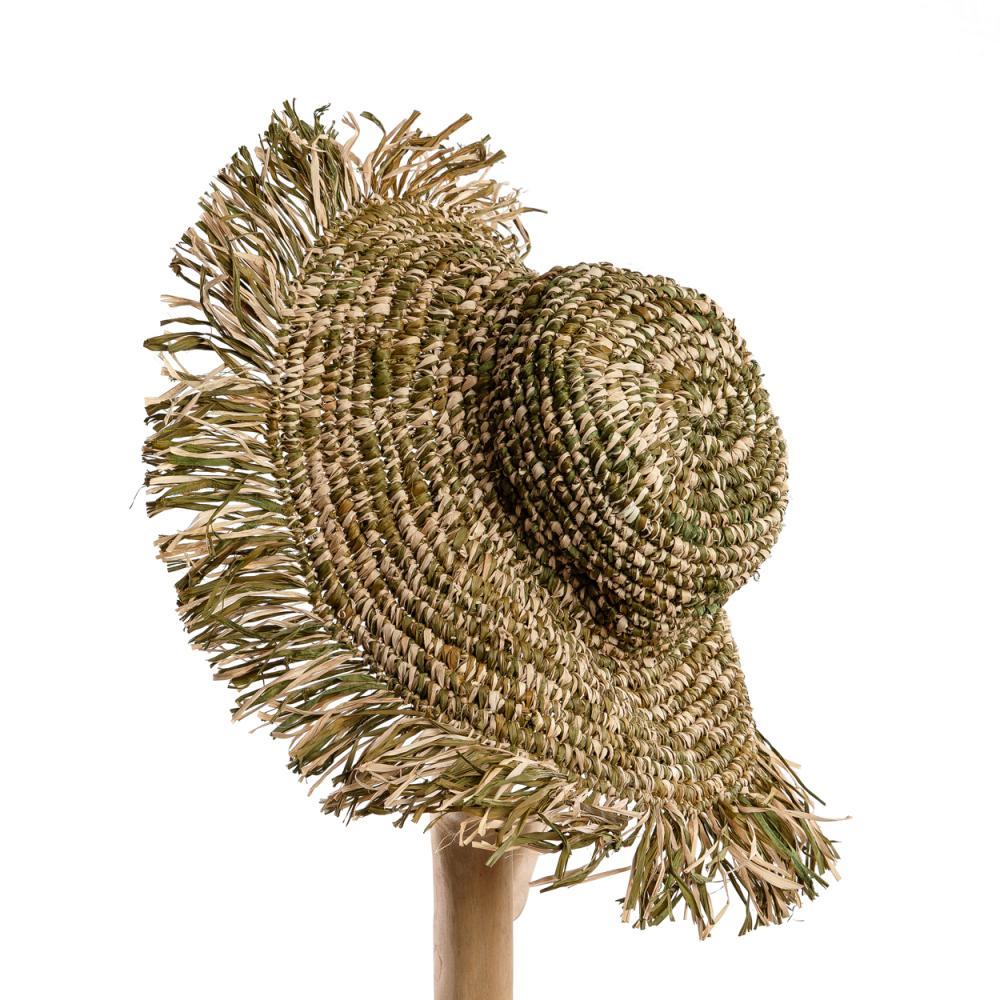 RAFFIA FIESTA HAT | GREEN + NATURAL - Green Design Gallery
