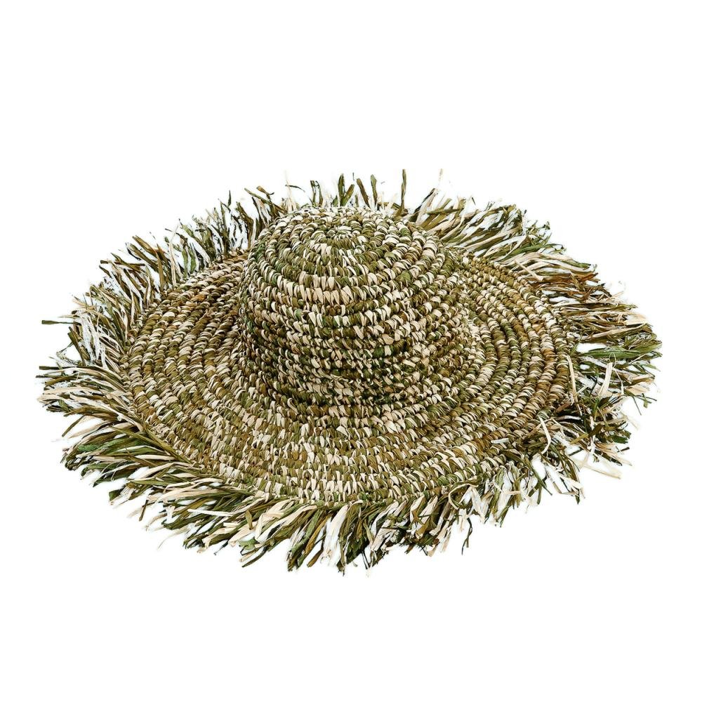 RAFFIA FIESTA HAT | GREEN + NATURAL - Green Design Gallery
