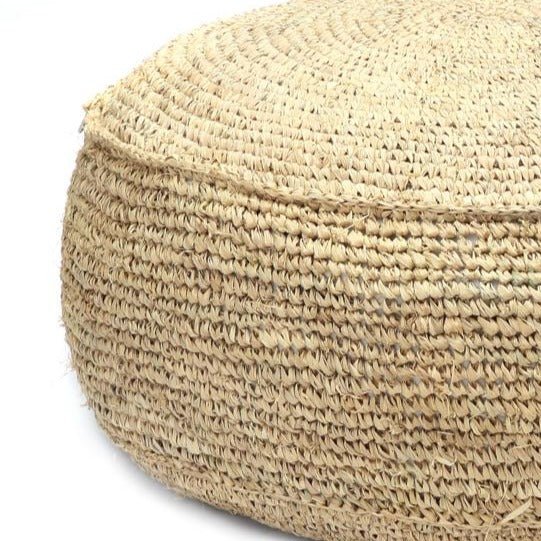 RAFFIA FLORES POUF + COFFEE TABLE | NATURAL - Green Design Gallery