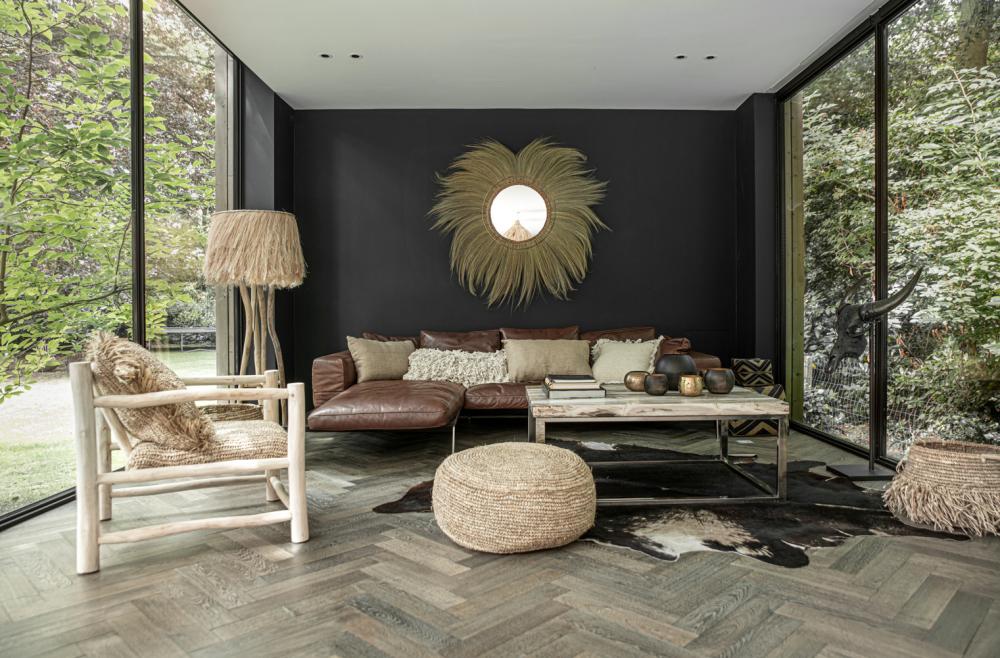 RAFFIA FLORES POUF + COFFEE TABLE | NATURAL - Green Design Gallery