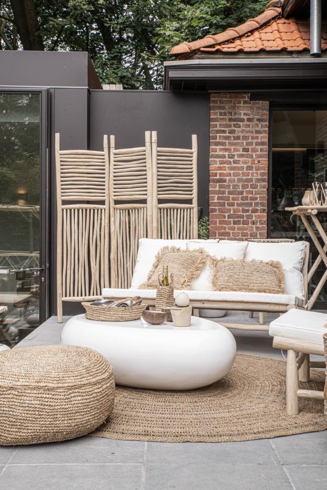 RAFFIA FLORES POUF + COFFEE TABLE | NATURAL - Green Design Gallery