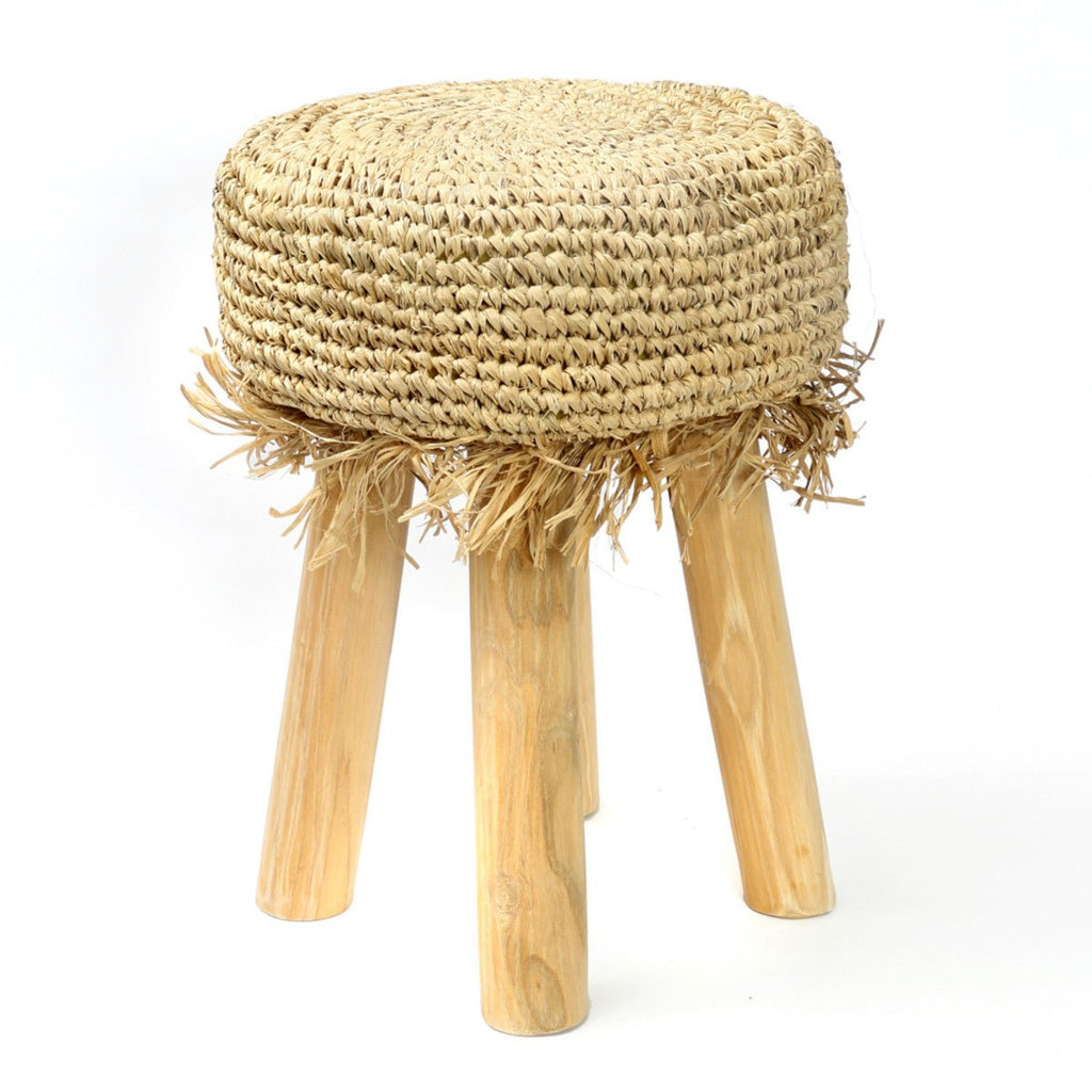 RAFFIA FRINGE STOOL / NATURAL - Green Design Gallery