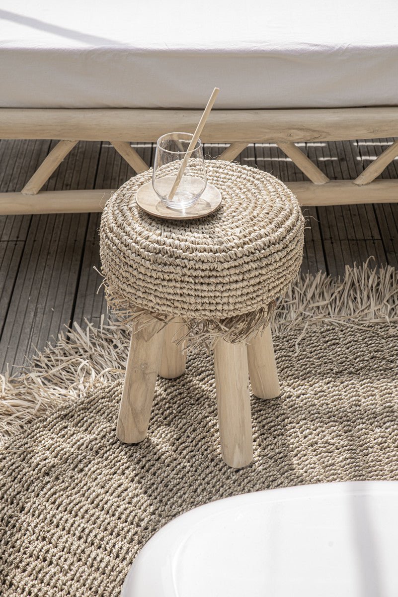 RAFFIA FRINGE STOOL / NATURAL - Green Design Gallery