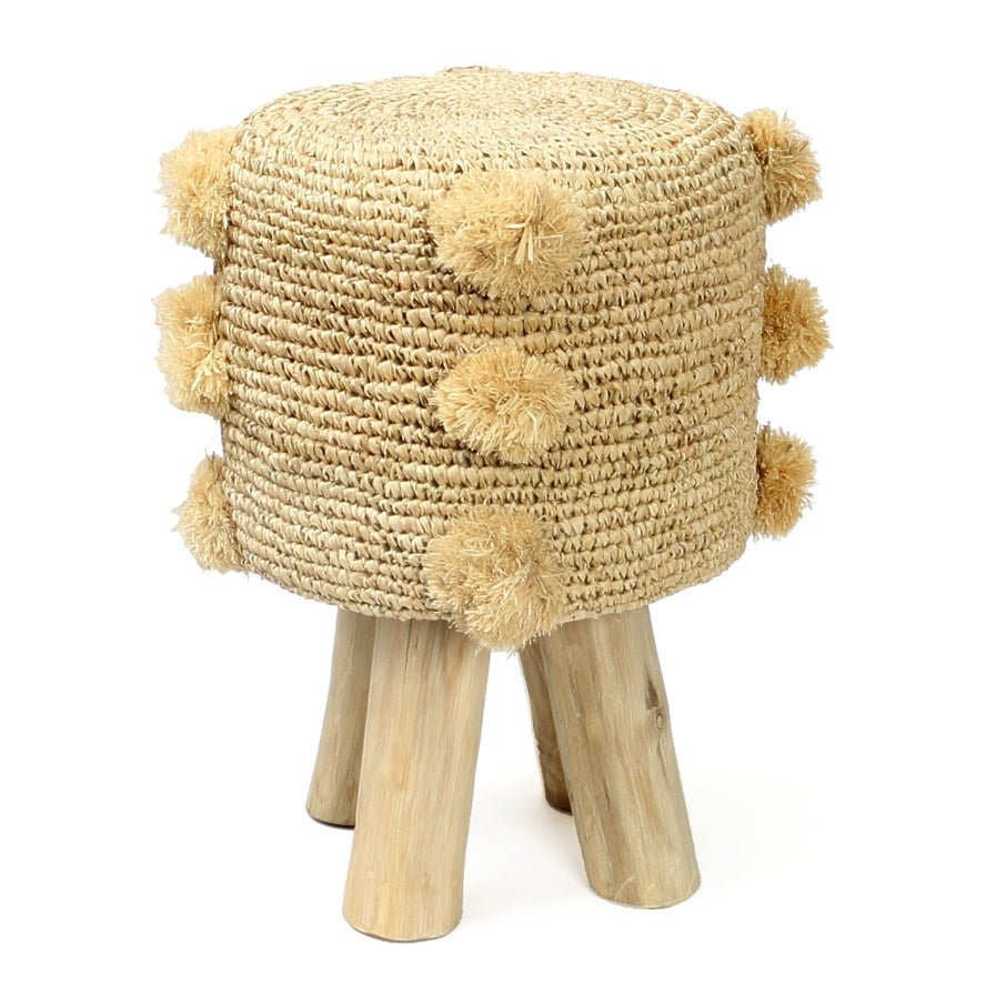 RAFFIA POM POM STOOL - Green Design Gallery