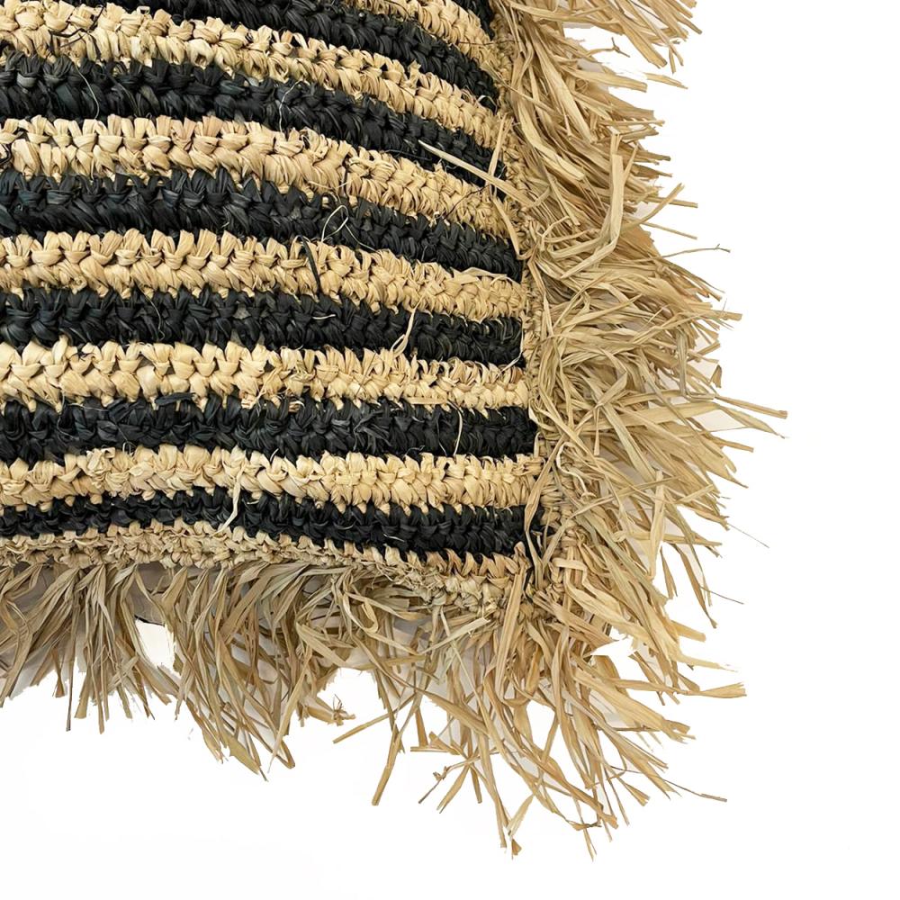 RAFFIA STRIPED CUSHION COVER | NATURAL + BLACK | 40 x 40 CM - Green Design Gallery
