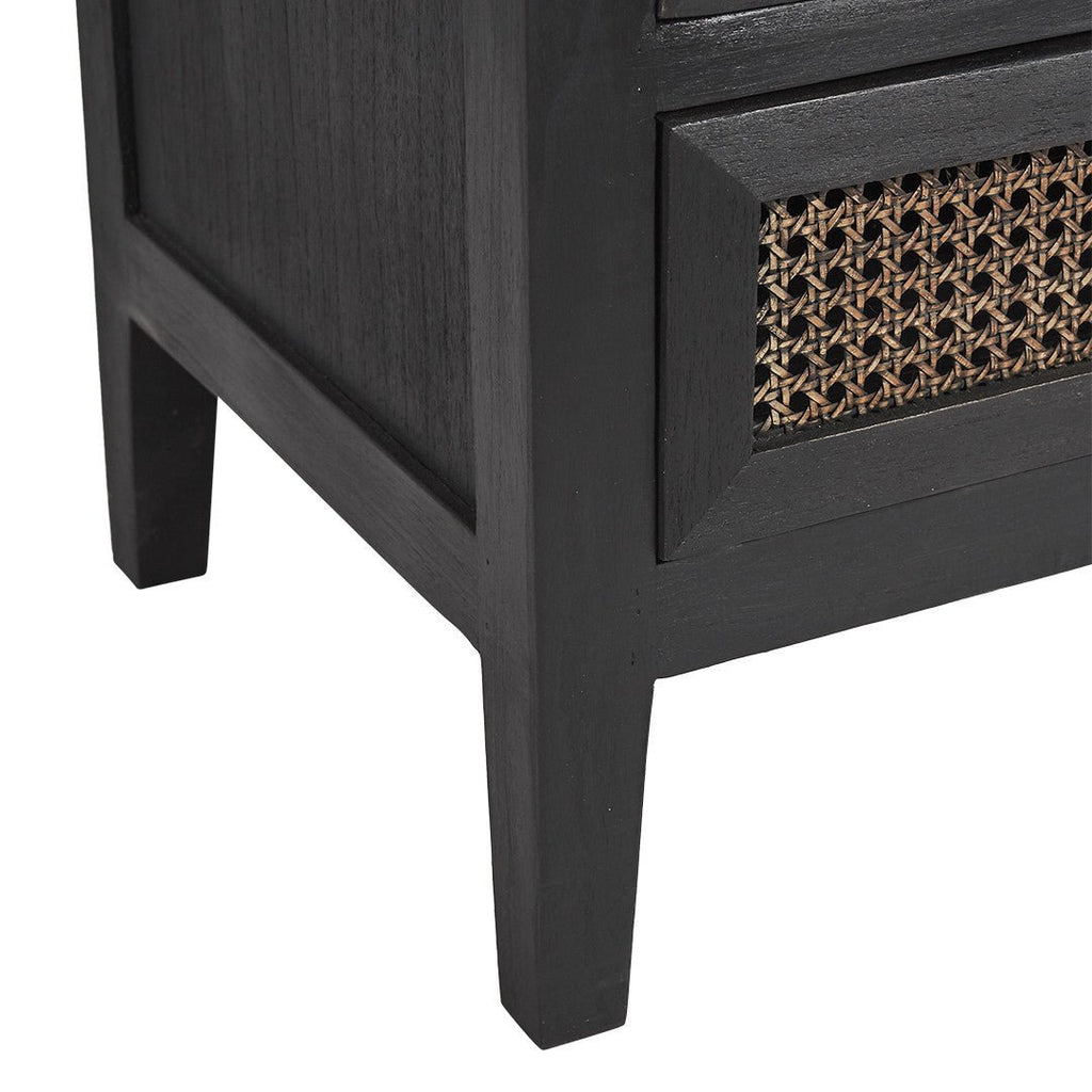 RAFFLES (BED)SIDE TABLE | BLACK WALNUT + RATTAN - Green Design Gallery