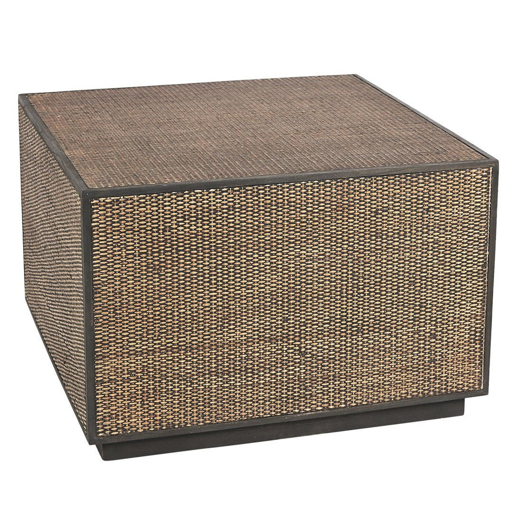RAFFLES CUBE COFFEE TABLE | BLACK WALNUT + RATTAN - Green Design Gallery
