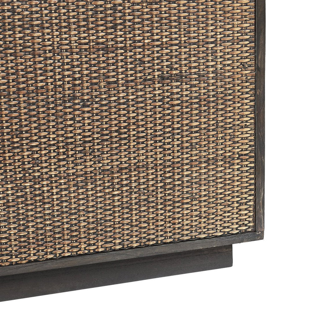 RAFFLES CUBE COFFEE TABLE | BLACK WALNUT + RATTAN - Green Design Gallery