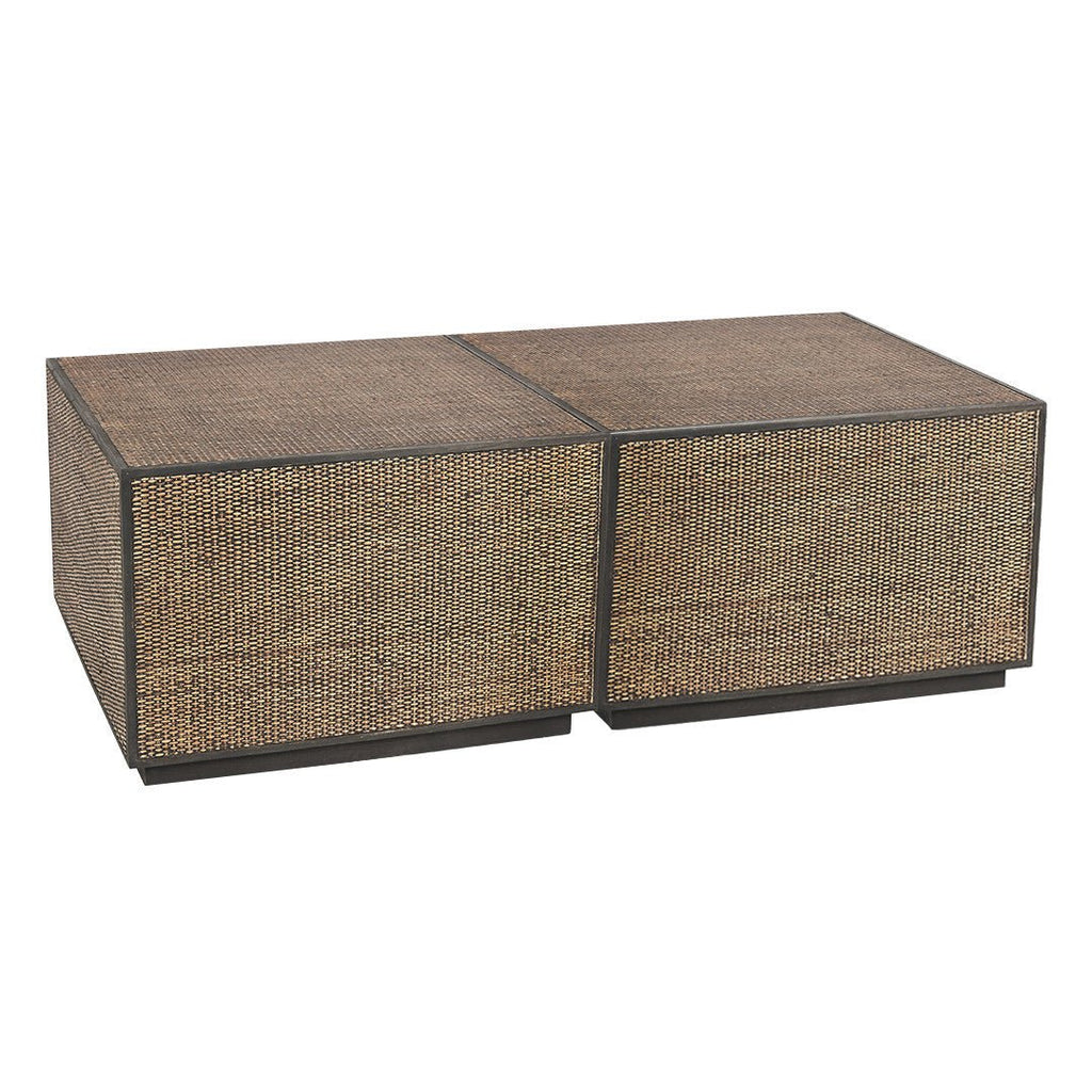 RAFFLES CUBE COFFEE TABLE | BLACK WALNUT + RATTAN - Green Design Gallery