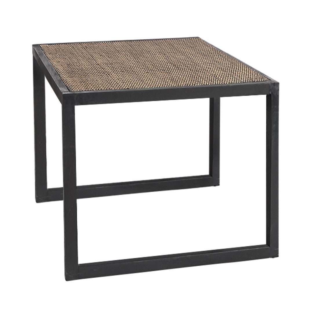 RAFFLES SIDE TABLE | BLACK WALNUT + RATTAN– Green Design Gallery