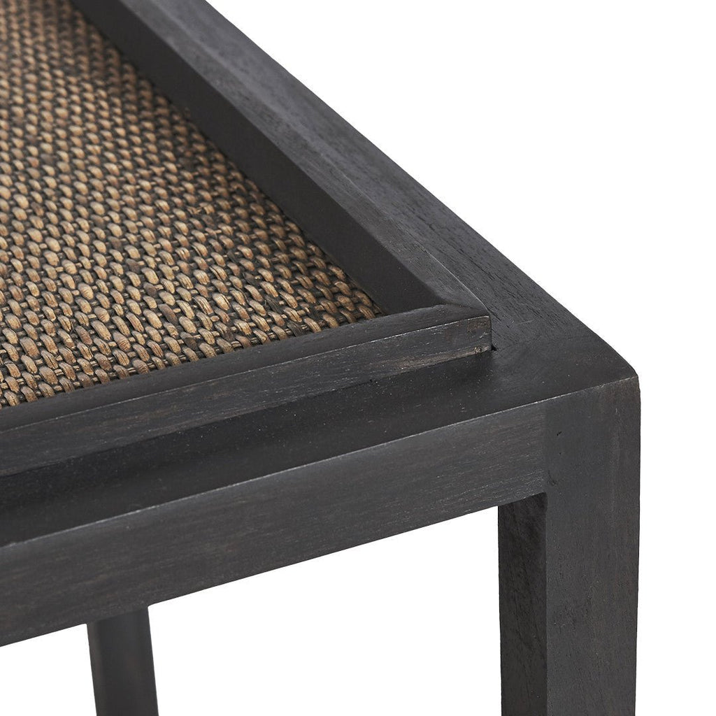 RAFFLES SIDE TABLE | BLACK WALNUT + RATTAN - Green Design Gallery