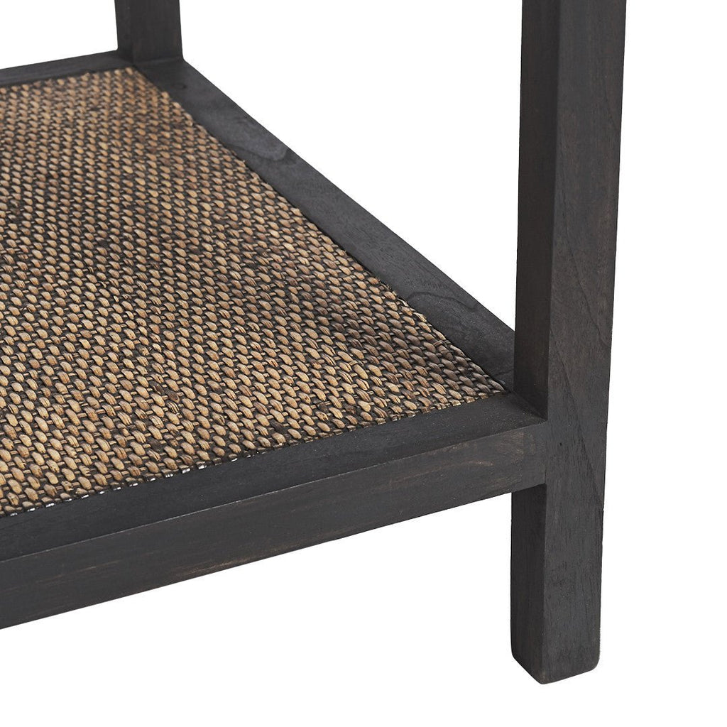 RAFFLES SIDE TABLE | BLACK WALNUT + RATTAN - Green Design Gallery