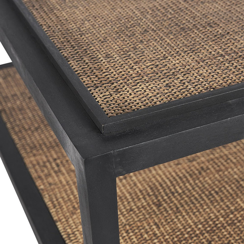 RAFFLES SQUARE COFFEE TABLE | BLACK WALNUT + RATTAN - Green Design Gallery
