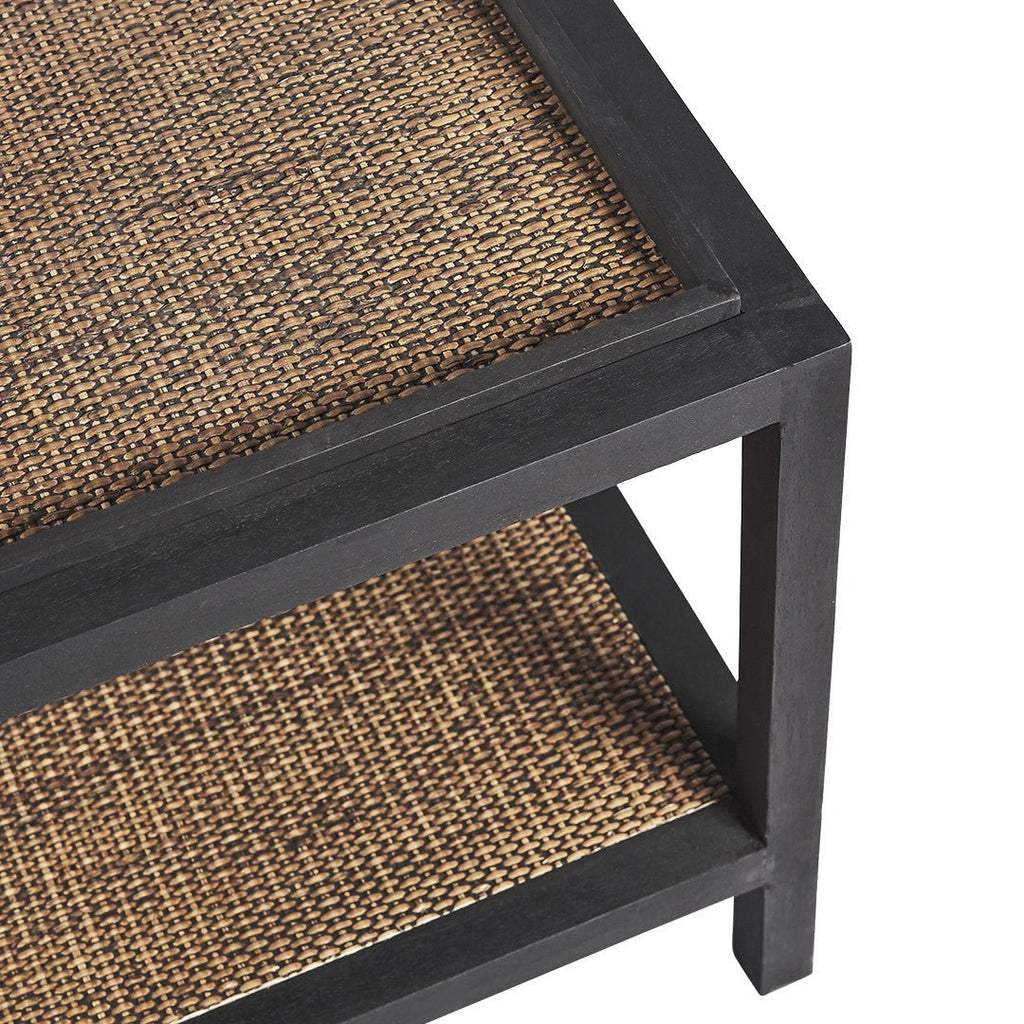 RAFFLES SQUARE COFFEE TABLE | BLACK WALNUT + RATTAN - Green Design Gallery