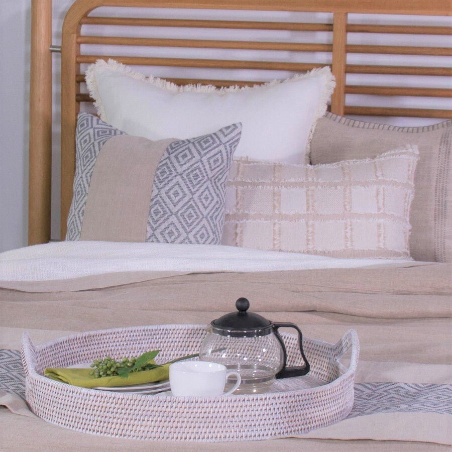 RATTAN ROUND TRAYS | SET OF 2 | 2 COLOR CHOICES - Green Design Gallery