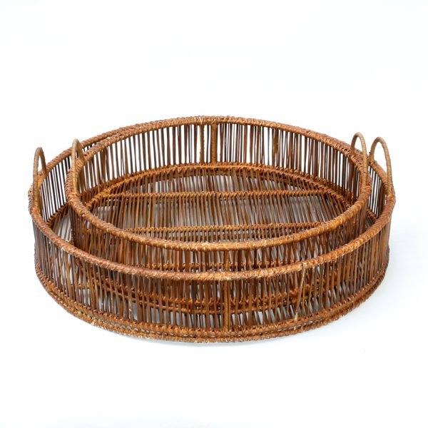 RATTAN ROUND TRAYS / SET OF 2 - Green Design Gallery