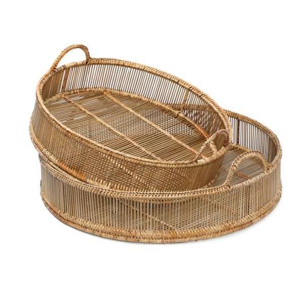 RATTAN ROUND TRAYS / SET OF 2 - Green Design Gallery