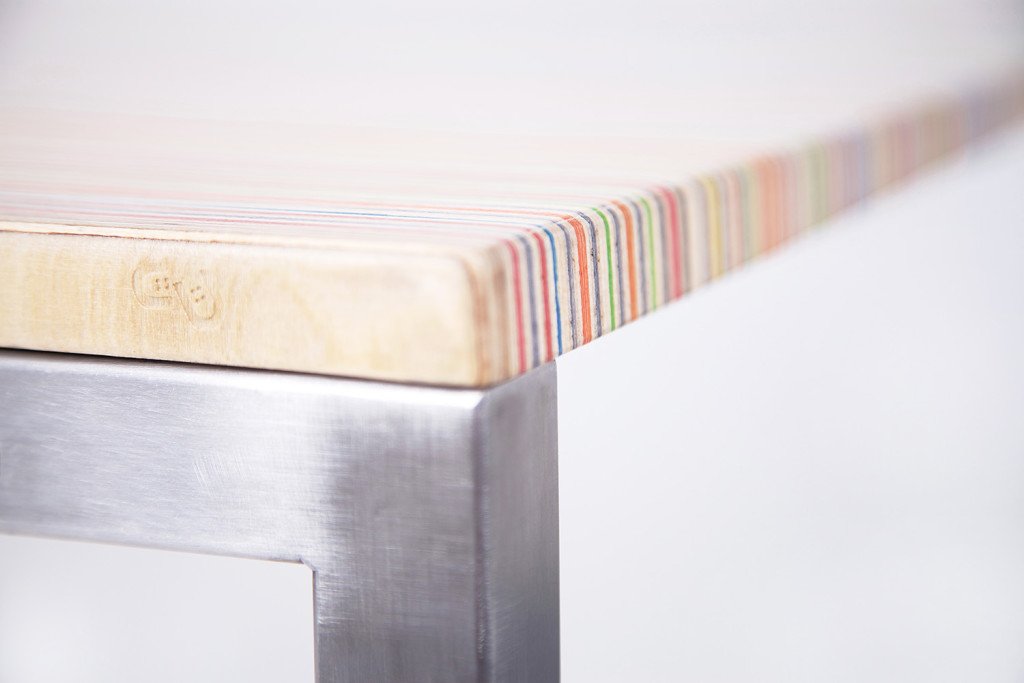 Reclaimed Skateboards Dining Table | DecksTop Steel™ - Green Design Gallery