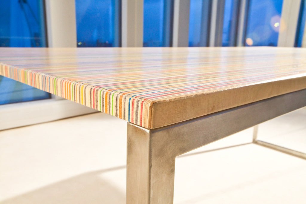 Reclaimed Skateboards Dining Table | DecksTop Steel™ - Green Design Gallery