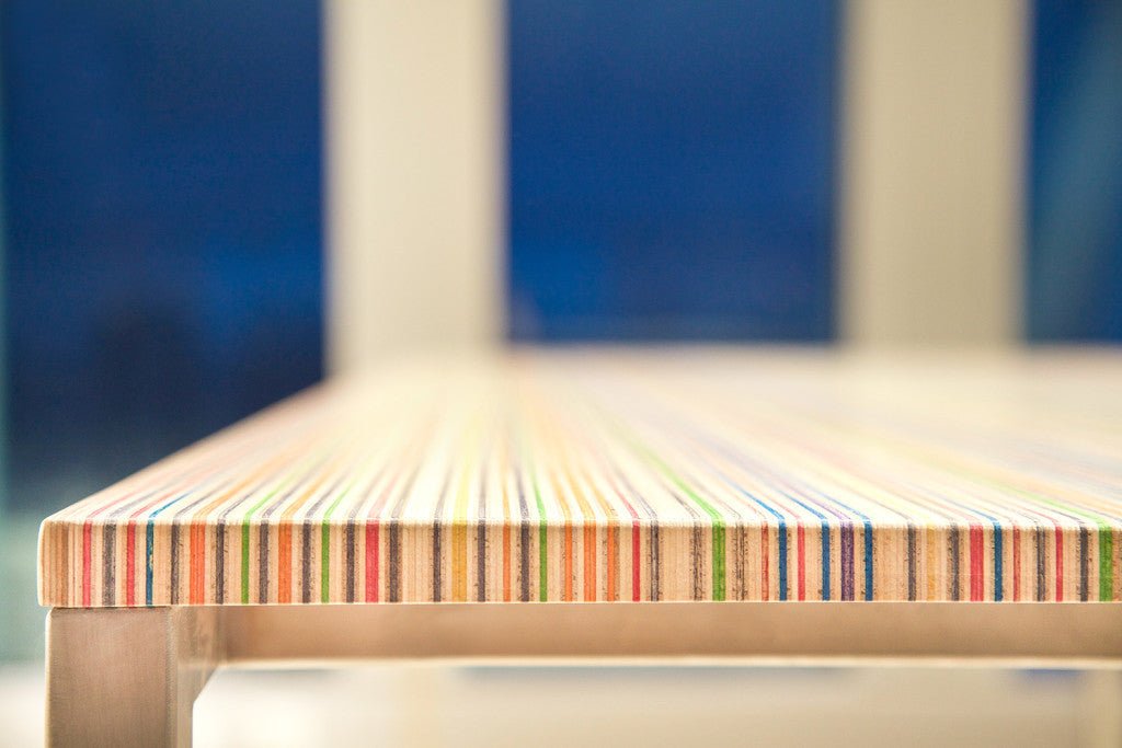 Reclaimed Skateboards Dining Table | DecksTop Steel™ - Green Design Gallery