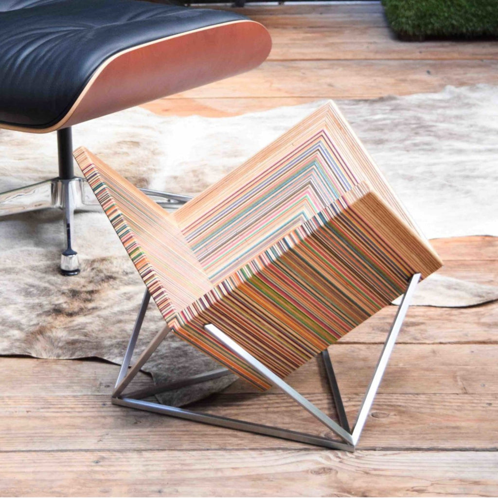 RECLAIMED SKATEBOARDS RECORD STAND | HOLDS 70 LPs - Green Design Gallery