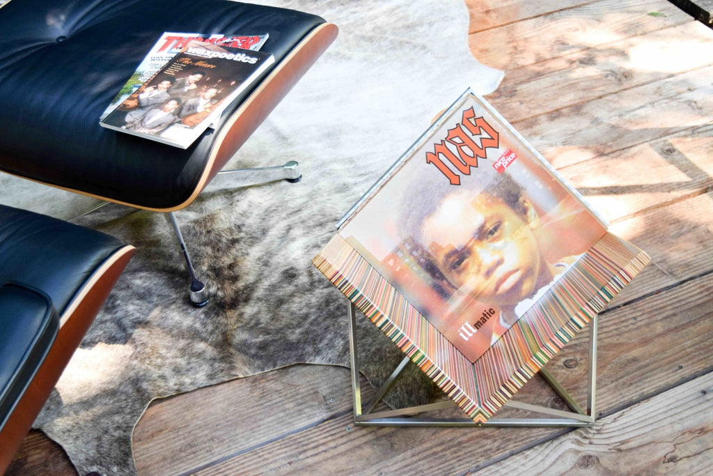 RECLAIMED SKATEBOARDS RECORD STAND | HOLDS 70 LPs - Green Design Gallery