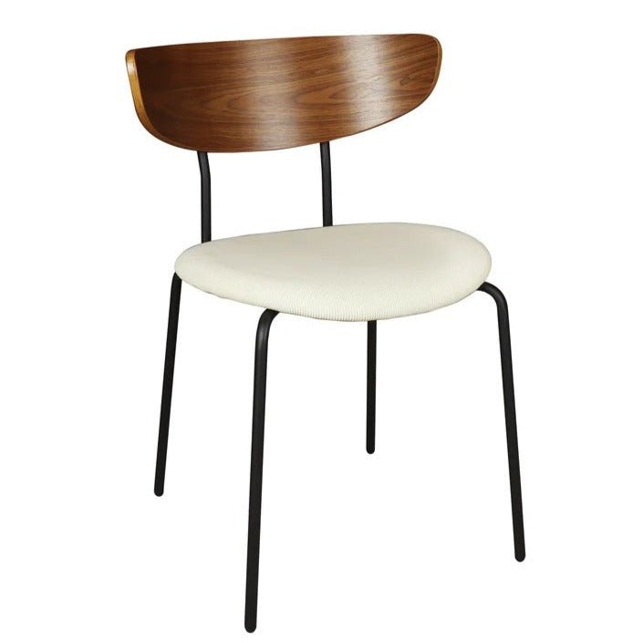 RIVA DINING CHAIR | WALNUT-BEIGE | STACKABLE | SET OF 2 - Green Design Gallery