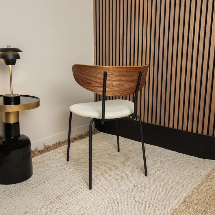 RIVA DINING CHAIR | WALNUT-BEIGE | STACKABLE | SET OF 2 - Green Design Gallery