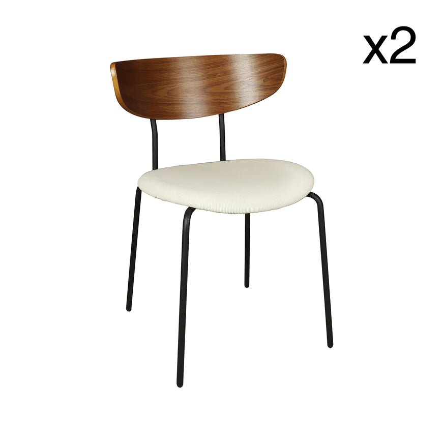 RIVA DINING CHAIR | WALNUT-BEIGE | STACKABLE | SET OF 2 - Green Design Gallery