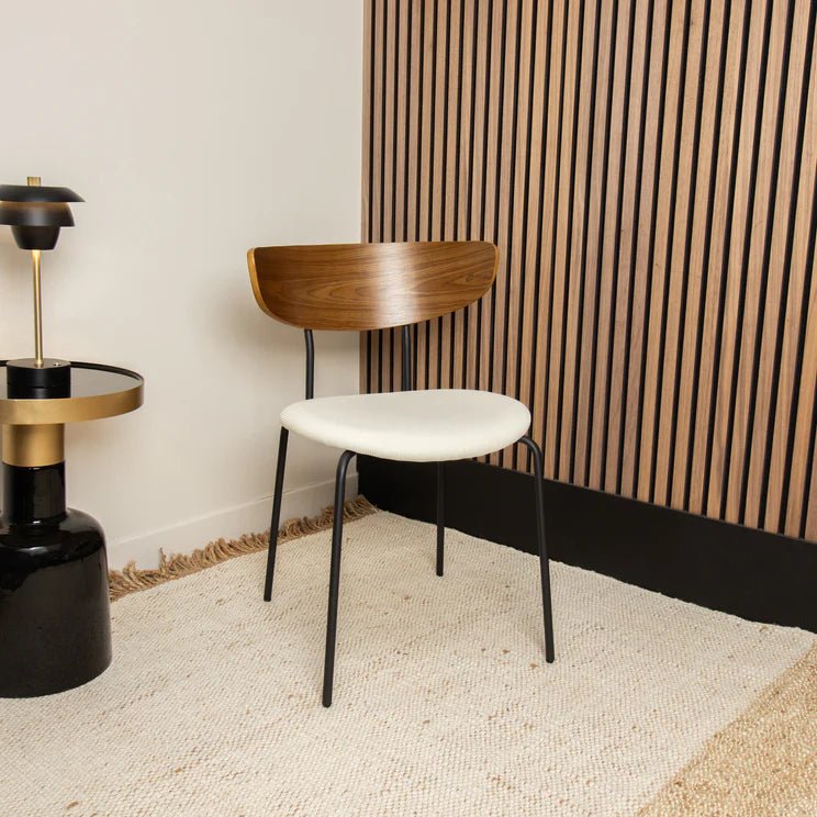 RIVA DINING CHAIR | WALNUT-BEIGE | STACKABLE | SET OF 2 - Green Design Gallery