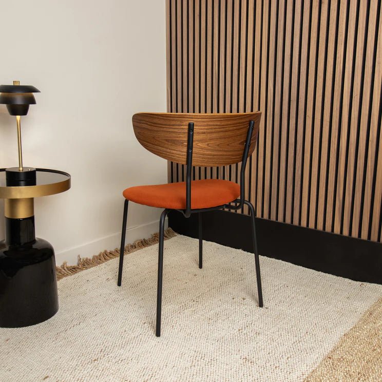 RIVA DINING CHAIR | WALNUT-TERRACOTTA | STACKABLE | SET OF 2 - Green Design Gallery