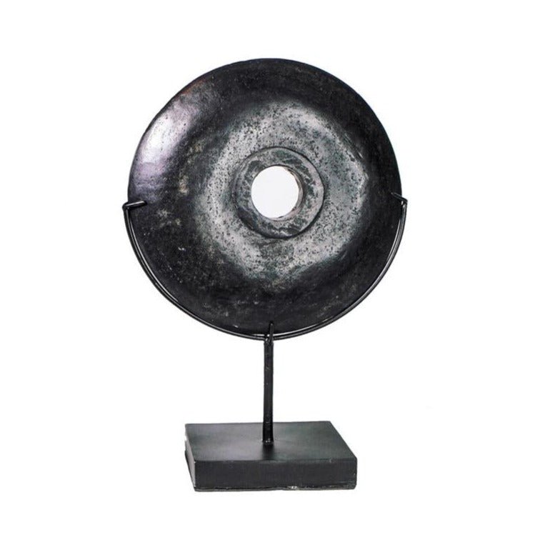 RIVER STONE ON STAND | BLACK | MEDIUM - Green Design Gallery