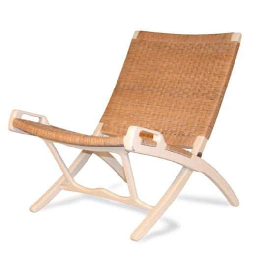 ROXY LOUNGE FOLDING CHAIR / WHITE + NATURAL - Green Design Gallery