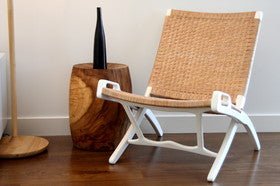 ROXY LOUNGE FOLDING CHAIR / WHITE + NATURAL - Green Design Gallery