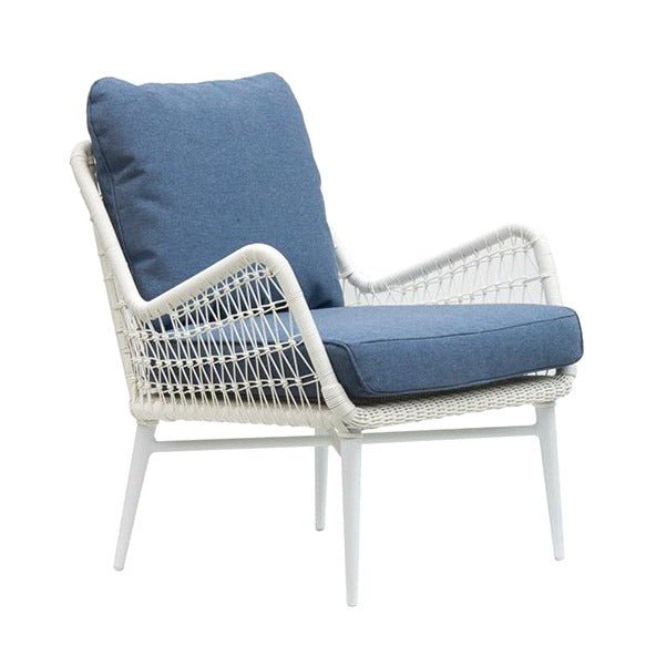 SAMANDA LOUNGE CHAIR / WHITE + DENIM (INDOOR-OUTDOOR) - Green Design Gallery