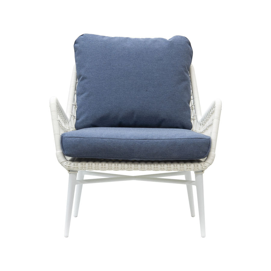 SAMANDA LOUNGE CHAIR / WHITE + DENIM (INDOOR-OUTDOOR) - Green Design Gallery