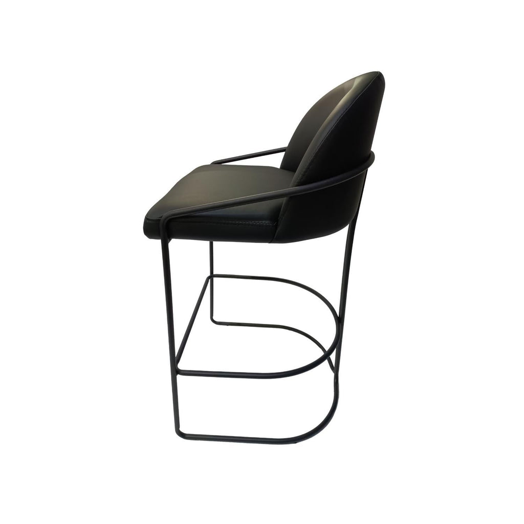SANA BARCHAIR | BLACK VEGAN LEATHER - Green Design Gallery