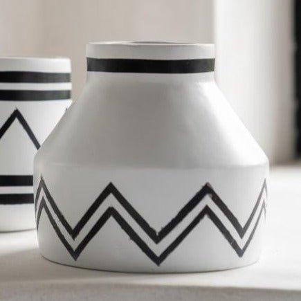 SANTORINI CONIC VASE | BLACK & WHITE - Green Design Gallery